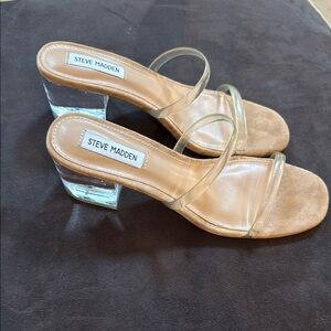 Steve Madden Clear and Tan Heels